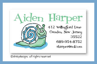 Dinky Designs Stationery Discounted - Sammy snail calling cards, personalized