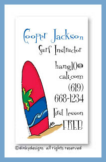 Dinky Designs Stationery Discounted - Woody surf calling cards, personalized
