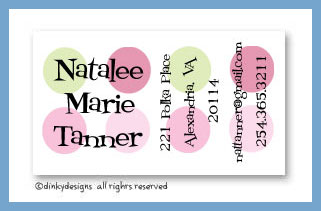 Dinky Designs Stationery Discounted - Pink-a-boo dots calling cards, personalized