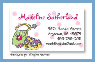 Dinky Designs Stationery Discounted - Girly purse & shoes calling cards, personalized