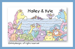 Dinky Designs Stationery Discounted - Noah's two by two calling cards on pre-printed cardstock, personalized