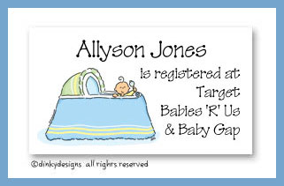 Dinky Designs Stationery Discounted - Boy in bassinet calling cards, personalized
