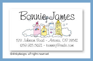 Dinky Designs Stationery Discounted - Baby bath calling cards, personalized
