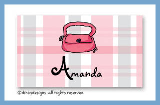 Dinky Designs Stationery Discounted - Dusty pink purse calling cards on pre-printed cardstock, personalized