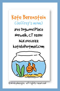 Dinky Designs Stationery Discounted - Finnian the goldfish calling cards, personalized