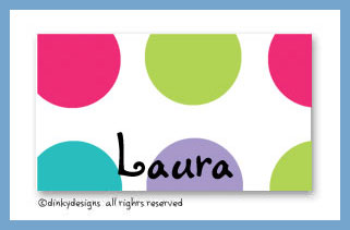 Dinky Designs Stationery Discounted - Pixie dots calling cards pre-printed cardstock, personalized