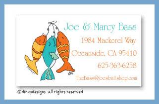 Dinky Designs Stationery Discounted - Hook, line & sinker calling cards, personalized