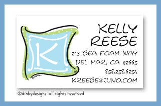 Dinky Designs Stationery Discounted - Blue green monogram calling cards, personalized