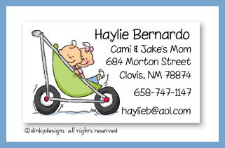 Dinky Designs Stationery Discounted - Stroller rides - boy/girl calling cards, personalized
