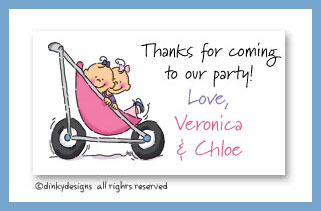 Dinky Designs Stationery Discounted - Stroller rides - girl/girl calling cards, personalized