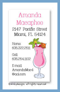 Dinky Designs Stationery Discounted - Paradise pink drink calling cards, personalized