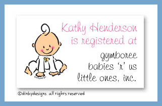Dinky Designs Stationery Discounted - Baby steps - girl calling cards, personalized
