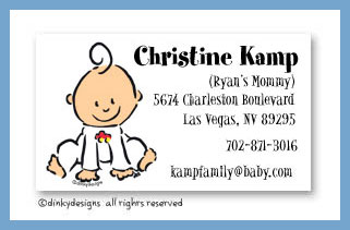 Dinky Designs Stationery Discounted - Baby steps - boy calling cards, personalized