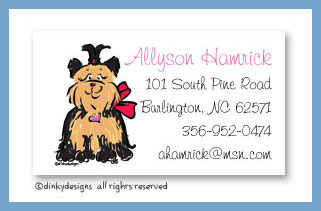Dinky Designs Stationery Discounted - Sassy the Yorkie calling cards, personalized