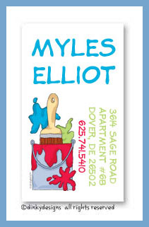 Dinky Designs Stationery Discounted - Bucket o' paint calling cards, personalized