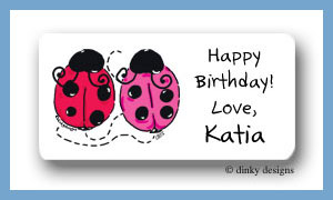 Dinky Designs Stationery Discounted - Love bugs calling card stickers personalized