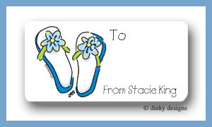 Dinky Designs Stationery Discounted - Flippin' flops calling card stickers personalized