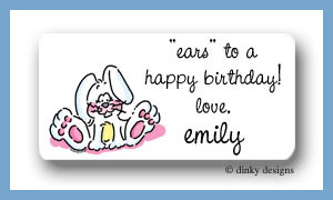 Dinky Designs Stationery Discounted - Ellie the bunny calling card stickers personalized