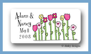 Dinky Designs Stationery Discounted - Petal pushers calling card stickers personalized