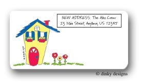 Dinky Designs Stationery Discounted - Colorful little house calling card stickers personalized