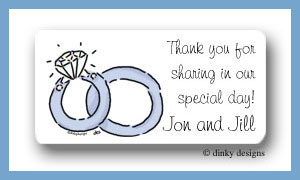 Dinky Designs Stationery Discounted - Wedding rings calling card stickers personalized