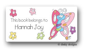 Dinky Designs Stationery Discounted - Multi colored flutterby calling card stickers personalized