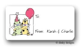 Dinky Designs Stationery Discounted - Cats having a party calling card stickers personalized