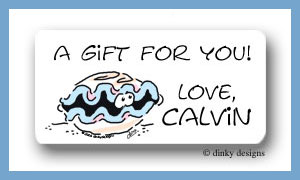 Dinky Designs Stationery Discounted - Curtis the clam calling card stickers personalized