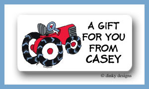 Dinky Designs Stationery Discounted - Barnyard tractor calling card stickers personalized