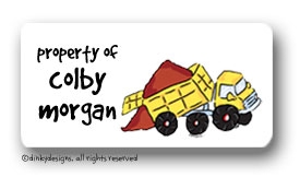 Dinky Designs Stationery Discounted - Big dump truck calling card stickers personalized