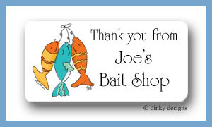 Dinky Designs Stationery Discounted - Hook, line & sinker calling card stickers, personalized