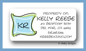 Dinky Designs Stationery Discounted - Blue green monogram calling card stickers personalized