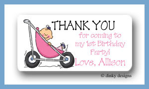 Dinky Designs Stationery Discounted - Stroller rides - girl calling card stickers personalized