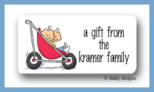 Dinky Designs Stationery Discounted - Stroller rides - boy/boy calling card stickers personalized