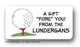 Dinky Designs Stationery Discounted - Tee'd off calling card stickers personalized