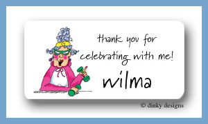 Dinky Designs Stationery Discounted - Workout Wilma calling card stickers personalized
