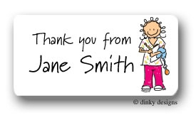 Dinky Designs Stationery Discounted - Nurse jane calling card stickers personalized