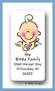 Dinky Designs Stationery Discounted - Girl baby bib face calling card stickers personalized