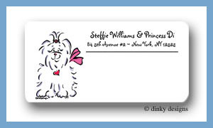 Dinky Designs Stationery Discounted - Tiffany the Maltese calling card stickers personalized