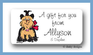 Dinky Designs Stationery Discounted - Sassy the Yorkie calling card stickers personalized