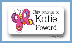 Dinky Designs Stationery Discounted - Pansy the flutterby calling card stickers, personalized