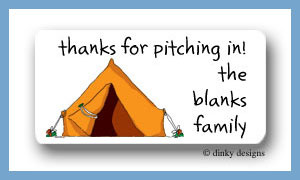 Dinky Designs Stationery Discounted - Pitch a tent calling card stickers personalized