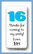 Dinky Designs Stationery Discounted - Sweet 16 calling card stickers personalized