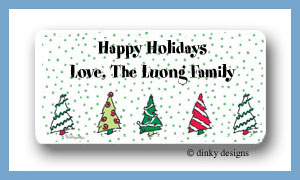 Dinky Designs Stationery Discounted - Prancing pines dots calling card stickers personalized