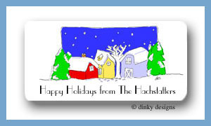 Dinky Designs Stationery Discounted - Housetops calling card stickers personalized