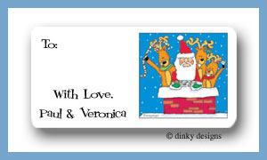 Dinky Designs Stationery Discounted - Up on the house tops calling card stickers personalized