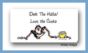 Dinky Designs Stationery Discounted - Penguin & popcorn calling card stickers personalized