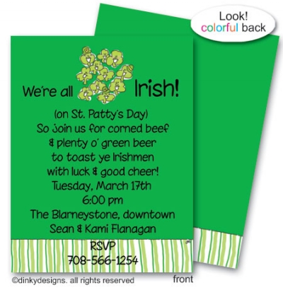 Dinky Designs Stationery Discounted - Smiling' shamrocks flat notes, personalized