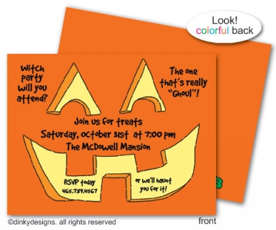 Dinky Designs Stationery Discounted - Jack o' lantern flat notes, personalized