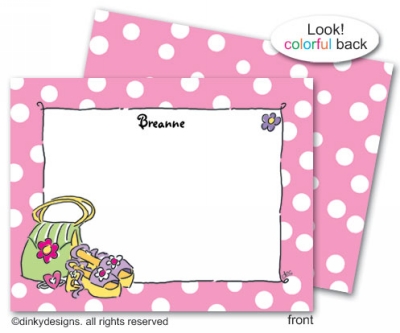 Dinky Designs Stationery Discounted - Girly purse & shoes flat notes, personalized